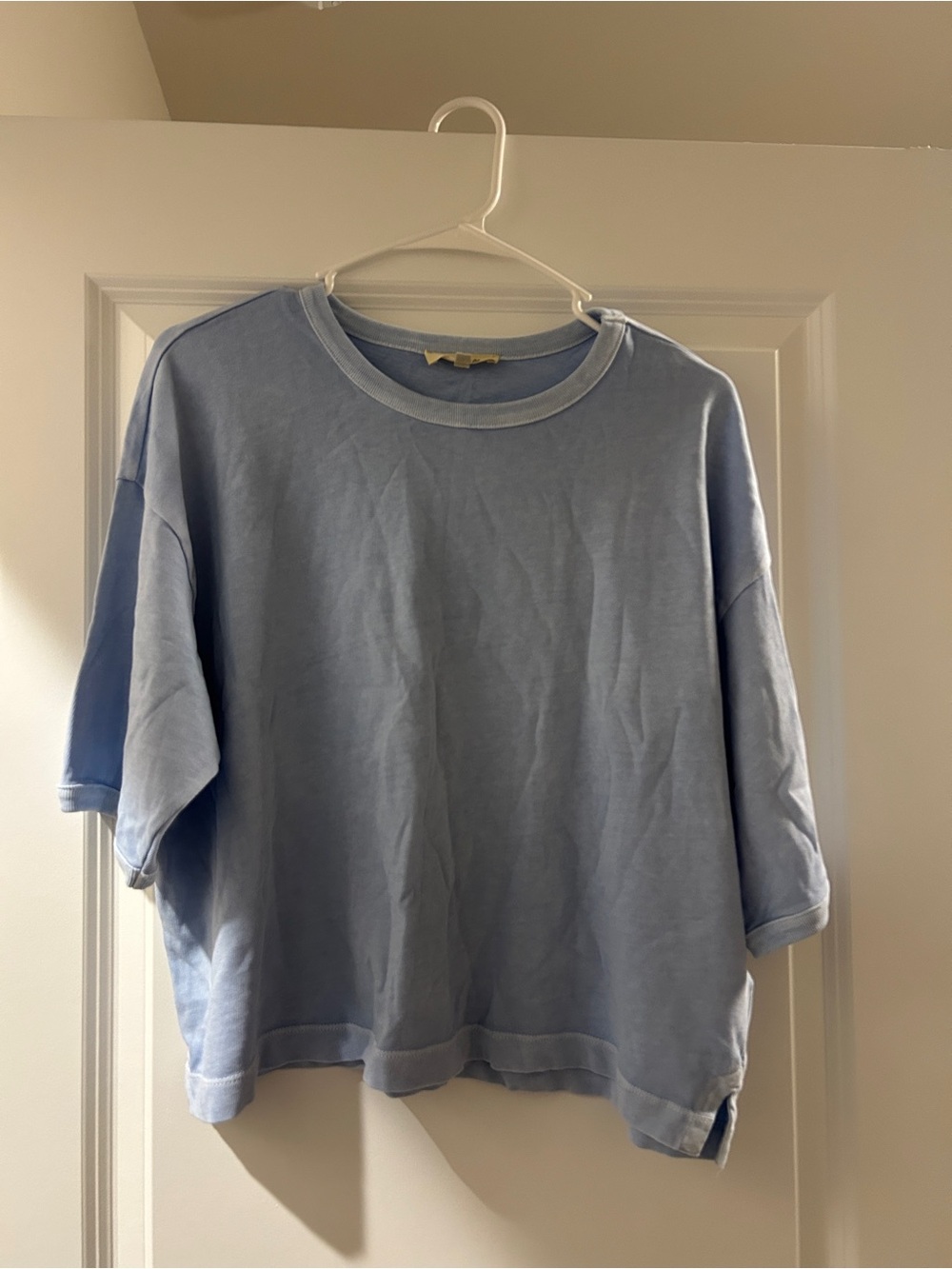 Madewell Light Blue Boxy Crop Shirt